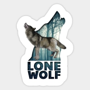 The lone wolf howls Sticker